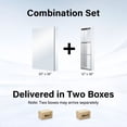 thumbnail image 3 of ANGELES HOME 32" x 36" Tri-ViewAluminum Bathroom Medicine Cabinet and Open Shelf Set with Adjustable Glass Shelves, Copper-Free Mirror, Recessed or Surface Mount, 3 of 16