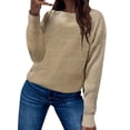 thumbnail image 1 of Gibobby SuéTer Para Mujer Suéter de punto suelto de manga larga para mujer Suéter casual con cuello en O Suéter desgastado Tops(Caqui,CH), 1 of 6