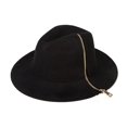 thumbnail image 3 of Sombrero de fieltro poco profundo con cremallera para hombre y mujer, gorro de lana retro con cadena punk europea, gorra plana novedosa, moda urbana, tendencia salvaje, 2021, 3 of 4
