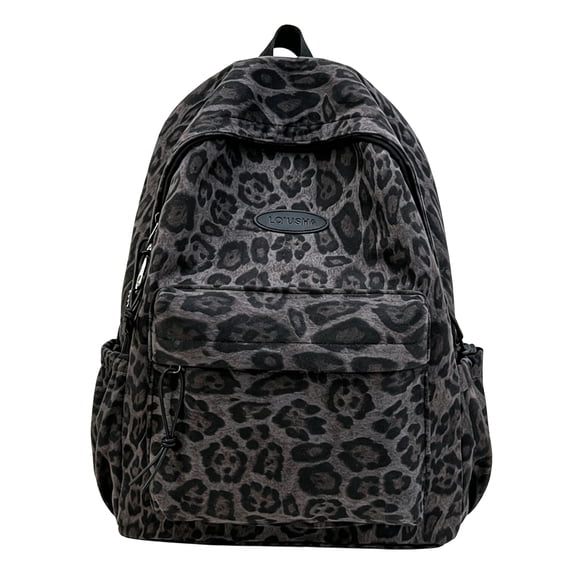 Leopard Print School Backpack for Middle School Students,Fashion Large Capacity Bookbag and Casual Daypack for Campus,Classes,Commuting and Everyday Travel,Black