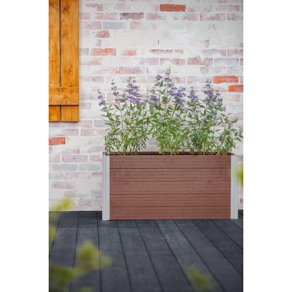 Vita Urbana 39"L x 16"W x 18"H Small Vinyl Parklette Planter, Espresso Brown, VT17512
