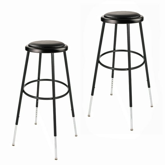 Hampden Furnishings Otto 32"-39" Padded Adjustable Science Stool, Black, 2Pk