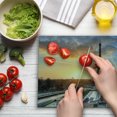thumbnail image 3 of Eiffel Tower Cutting Board, Sunrise in Paris with the French Holidays Getaways Scenic Print, Decorative Tempered Glass Cutting and Serving Board, Large Size, Blue Yellow Coconut, by Ambesonne, 3 of 5