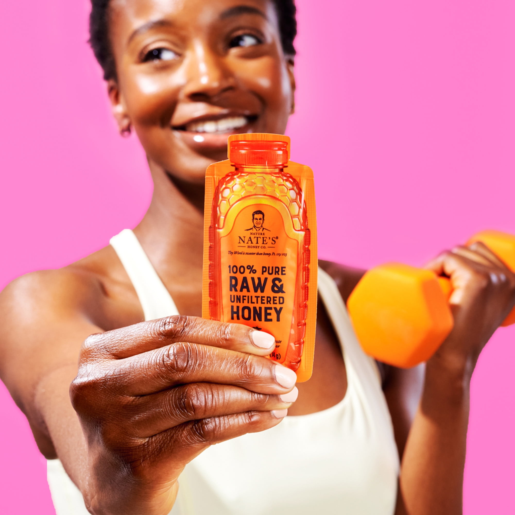 Nature Nate's Honey Minis: 100% Pure Raw and Unfiltered Honey - 20 Single Serve Packets, Gluten-Free with Nature Nate’s Organic Raw Honey, 32 Oz
