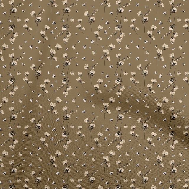 oneOone Rayon Light Brown Fabric Floral Sewing Craft Projects Fabric Prints By Yard 56 Inch Wide