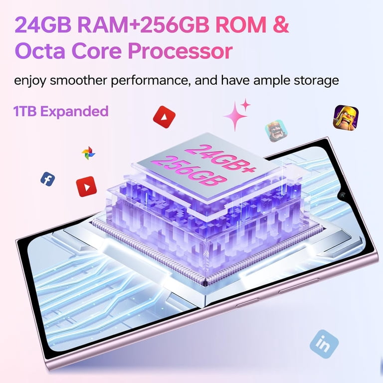 OUKITEL C62 PRO Cell Phone Unlocked-24GB+256GB/TF 1TB Smartphone