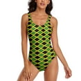 thumbnail image 4 of Jamaica Flag Swimsuit Green And Yellow Swimwear OnePiece Vaion Bath Bodysuit Cut Out Bathing Suit Women Push Up Beach Wear, 4 of 5