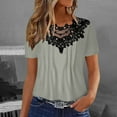 thumbnail image 3 of Mittory Women's Plus Size Tops Casual Solid Blouse Short Sleeve Lace Crochet Trendy Tunic Tops, 3 of 6