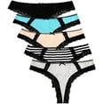 thumbnail image 3 of Charmo Women's Plus Size Cotton Panties Soft Hipster Lace Thong for Lady Packs of 5, 3 of 4