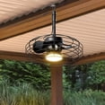 thumbnail image 3 of Ohniyou Outdoor Ceiling Fans with Light for Patios, 20" Farmhouse Waterproof Plug in Gazebo Fan Remote&APP Control, Caged Ceiling Fan for Porch Pergola Canopy, Black, 3 of 18