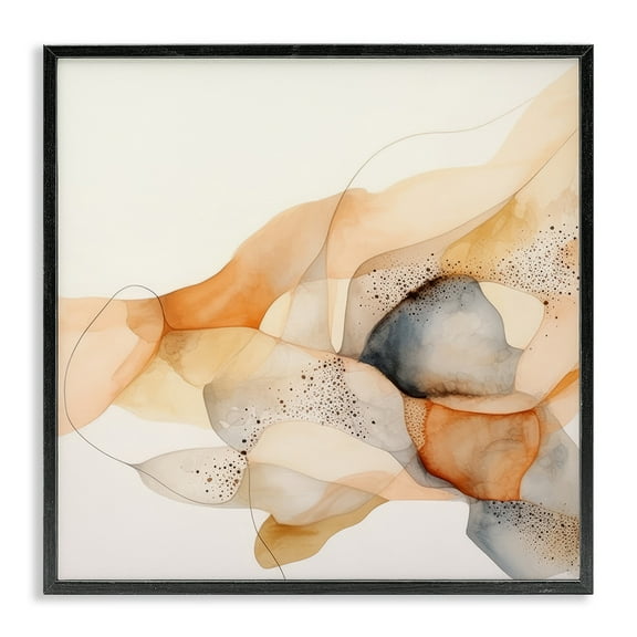 Stupell Industries Cascading Fluid Abstract Abstract Painting Black Framed Art Print Wall Art, 12 x 12