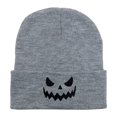thumbnail image 3 of SYMOID Hall-oween Pumpkin Beanie, Warm Winter Cuffed Knit Skull Cap for Men Women, Gray One Size Hats,Size Free Size, 3 of 5
