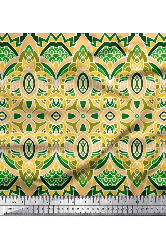 Cotton Jersey Fabric Moroccan Damask Decorative Print Sewing Fabric Yard 58 Inch Wide