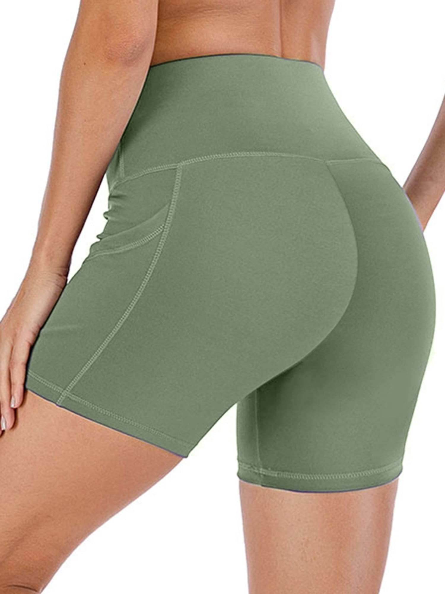 SAYFUT SAYFUT Women's High Waist Workout Yoga Shorts with Out Pockets