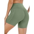 thumbnail image 2 of SAYFUT Women's High Waist Out Pocket Yoga Short Tummy Control Workout Running Athletic Non See-Through Yoga Shorts Solid Athletic Pants Blue/Pink/Green/Nude, 2 of 6