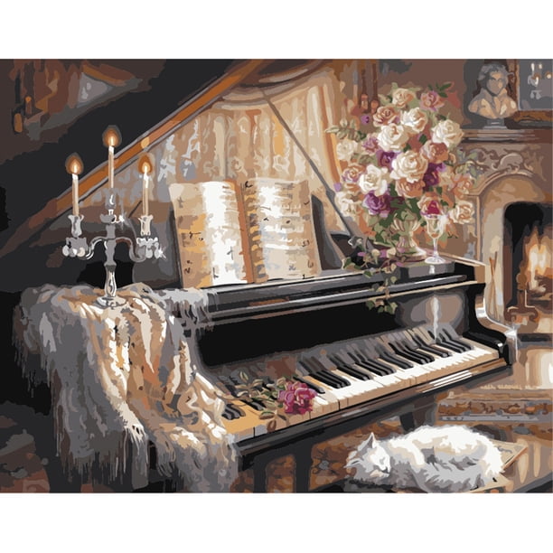 Cuadros Decorativos Pintado a mano DIY pintura al óleo por números Kit Piano lienzo pared imágenes artísticas Sywqhk Nuevos Originales