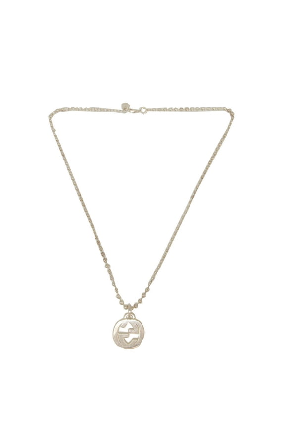 Pre-Owned Gucci Interlocking G Ball Chain Silver 925 Necklace 0495GUCCI (Good)