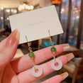thumbnail image 4 of QIQUWOHUL New Chinese Antique Anti Jade Long Tassel Earrings For Women Retro Versatile Temperament Buckle Earrings Stud Earrings, 4 of 6