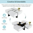 thumbnail image 6 of EUROCO 31.5" Square Coffee Table with 4 Hidden Storage Compartments, Sofa Side Tea Tables with Extendable Sliding Tabletop, UV High-gloss Finish Coffee Table for Living Room, 6 of 8