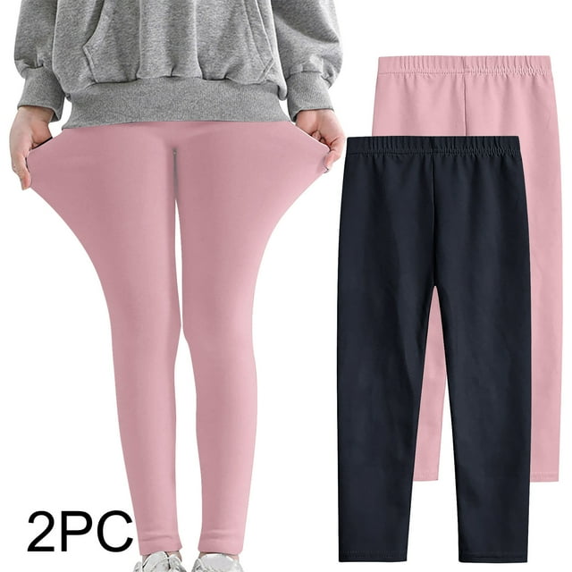 Odeerbi 3-12 Años Niñas 2 Pcs Leggings Mallas Elásticas Lycra Pantalones de Comodidad Suavidad Transpirable Pantimedias