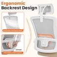 thumbnail image 3 of NEO Chair Office Desk Chair Gaming Computer High Back Support Mesh Comfy Seat with Adjustable Ergonomic Headrest Lumbar Rolling Flip-up Armrests and Wheels (Beige), 3 of 8