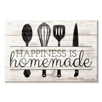 Elephant Stock Happiness Is Homemade Kitchen Tools Wall Art - Horizontal Canvas Wall Art - Living Room Wall Decor - Wall Signs Canvas - Beige And Black Decor - 51" x 34"