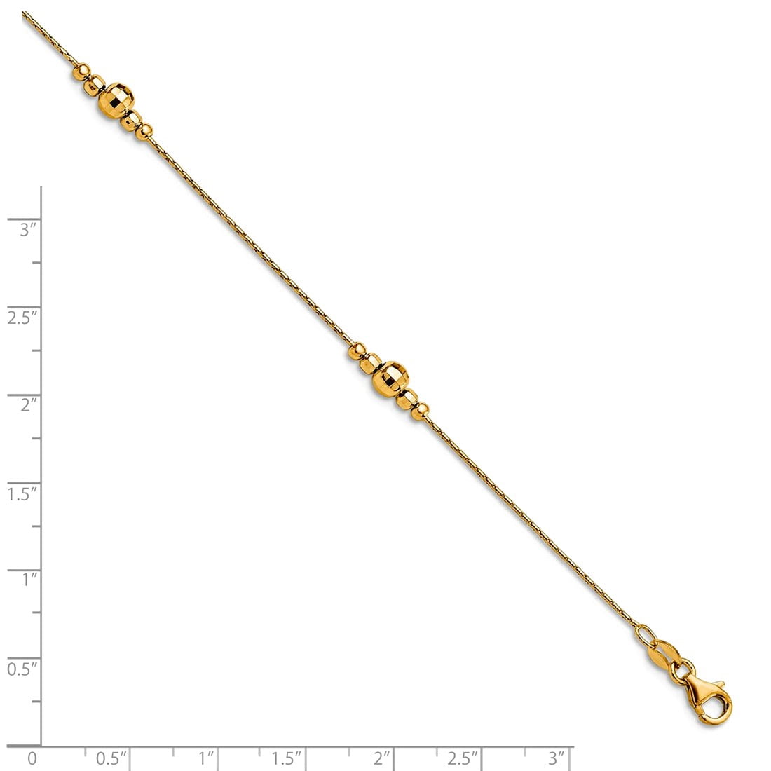 5.75mm 925 Sterling Silver Gold Plated Polished Plus 1in Extension Anklet 9 Inch Anklet for Women