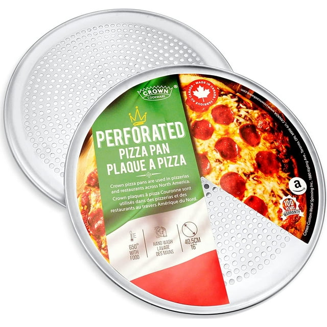 Crown Poêle à Pizza avec Trous 12 Pouces, Lot de 2, Robuste, Sans Rouille, Aluminium Pur, Fabriqué au Canada