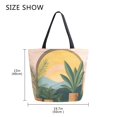thumbnail image 5 of FORMRS Womens Canvas Tote Bag with Zipper Inner Pocket Shoulder Handbag, Boho Plants, 5 of 7