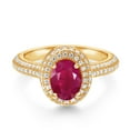 thumbnail image 2 of Gem Stone King 18K Yellow Gold Plated Silver Ring Ruby Moissanite (2.24 Cttw), 2 of 5