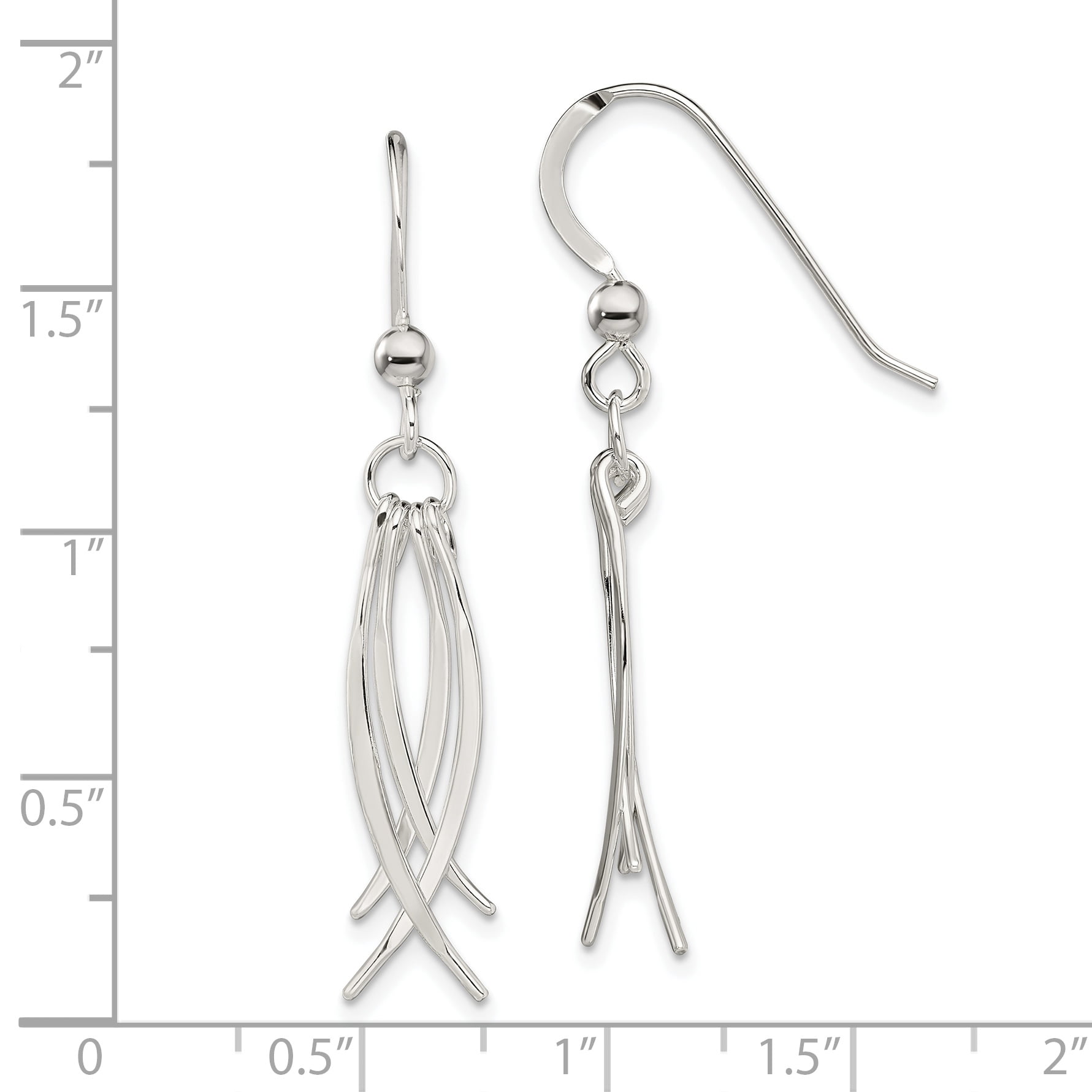 Primal Silver Sterling Silver Curved Dangle Shepherd Hook Earrings