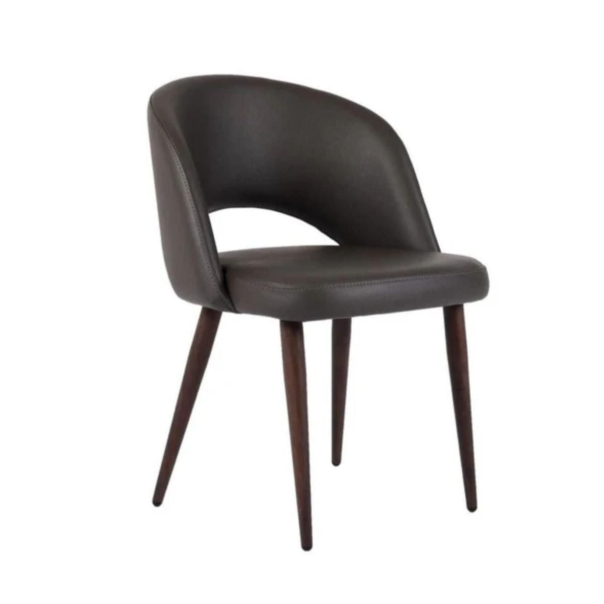 CHAISE DE DIRECTION en revêtement PU et structure en métal noyer noir (faux bois)