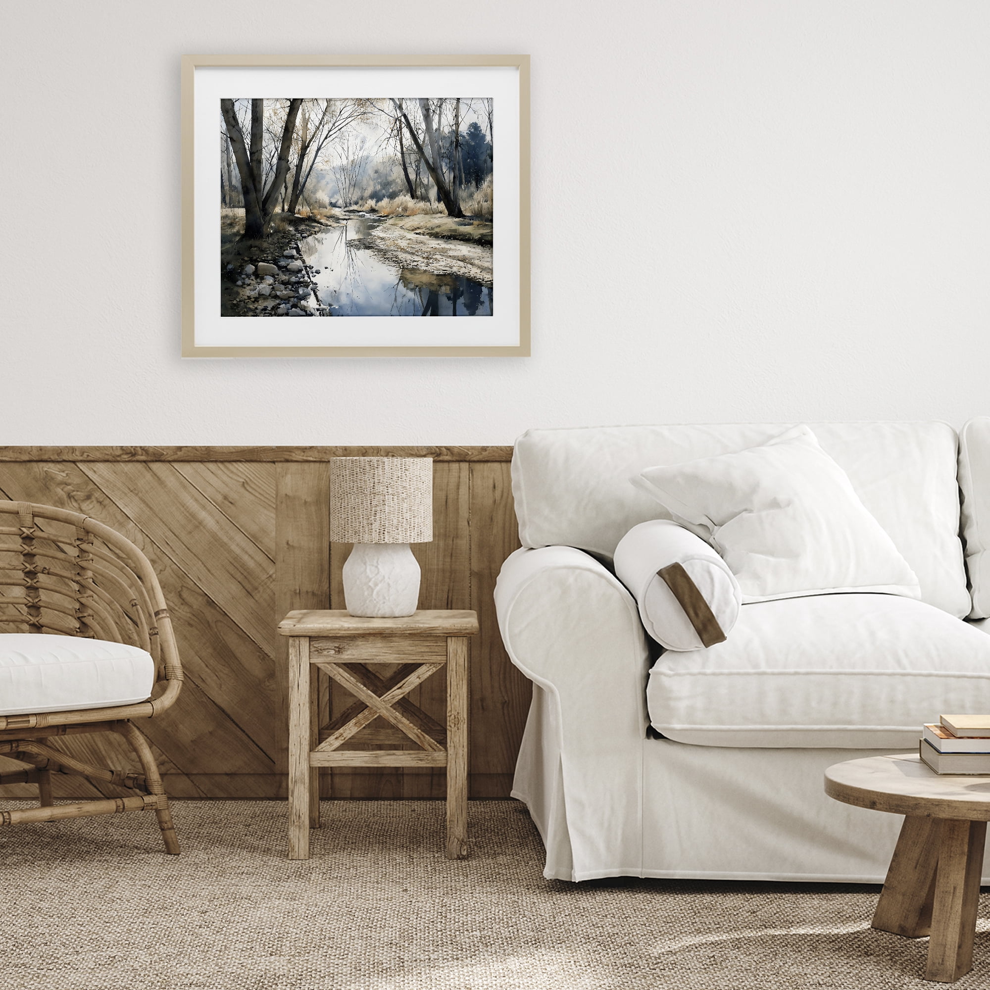 Stupell Industries Serene Reflections at Autumn Creek Birch Framed Print Under Glass, design by Franklyn Gregory