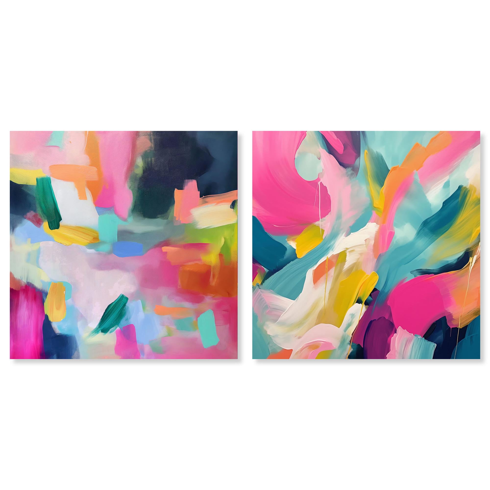 Prismatic Reviere Set Canvas Set of 2 Dopamine Decor Art by Art Remedy Gallery Wrapped 24 x 24