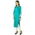 thumbnail image 2 of Solid Rayon Dress 3/4 Sleeve Bollywood Women Ethnic Kurti Tunic Top, 2 of 4
