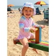 thumbnail image 6 of BemeyourBBs Toddler Baby Girl Heart Swimsuit Infant Bathing Suit One-Piece Swimsuits With Sun Hat Set Ruffle Rash Guard Long Sleeve Swimwear Summer Beach Wear, 6 of 9