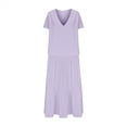 thumbnail image 5 of Stylish SMihono Summer Dress for Women 2025 Fashion Boho Ruffle Hem V Neck Vacation Dresses Casual Solid Loose Fit Flowy Swing Dress Purple XXL, 5 of 6