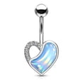 thumbnail image 5 of Belly Button Ring with Crystal Paved and Illuminating Stone Filled Heart - 14g, 5 of 8