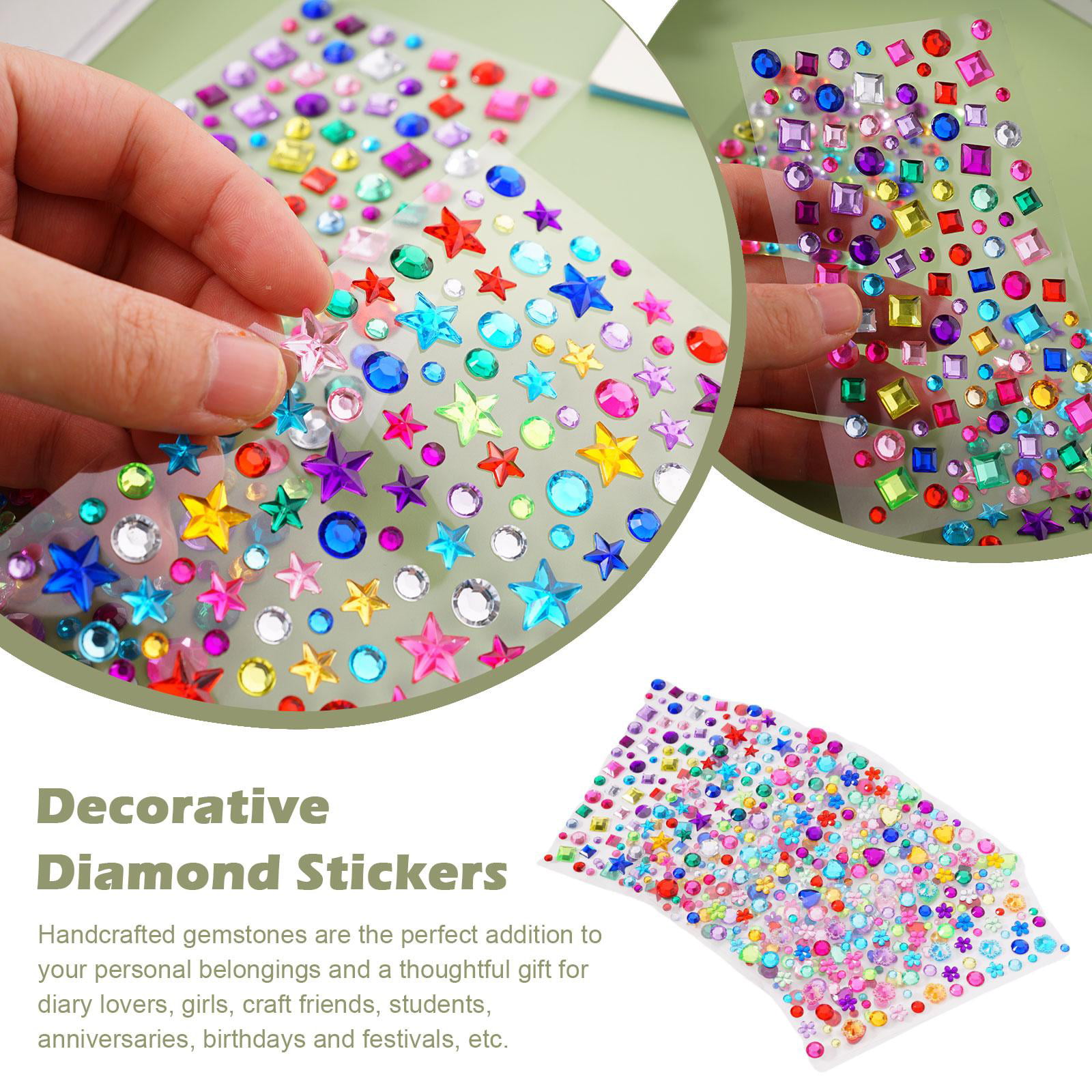 Kitcheniva Gemstone Rhinestones 3D Stickers Self Adhesive Craft