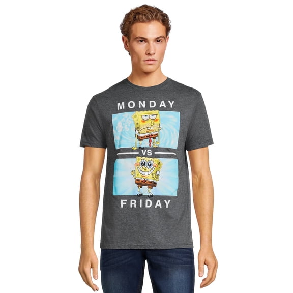 SpongeBob SquarePants Shirt Men's Monday Vs Friday Short Sleeve Tee