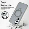 thumbnail image 2 of Magnetic for Samsung Galaxy S25 Case, Shock-Absorbent Anti-Fingerprint Matte Protective Back Cover with Ring Kickstand, Anti-Scratch PC+TPU Non-Slip Slim Wireless Charging Case, Gray, 2 of 6