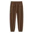 thumbnail image 5 of Rrxhxhs Cargo Pants for Men Solid Color Corduroy Drawstring Elastic Waist Loose Casual Joggers with Multi Pockets,S, 5 of 9
