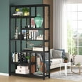 79 Inch Bookshelf 7Tier Tall Bookcase with 10Open Wood and Metal Book