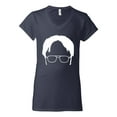 thumbnail image 2 of Wild Bobby, Office Dwight Glasses Face Silhouette Funny Schrute, Pop Culture, Womenâ€™s Standard V-Neck Tee, Navy, Small, 2 of 4