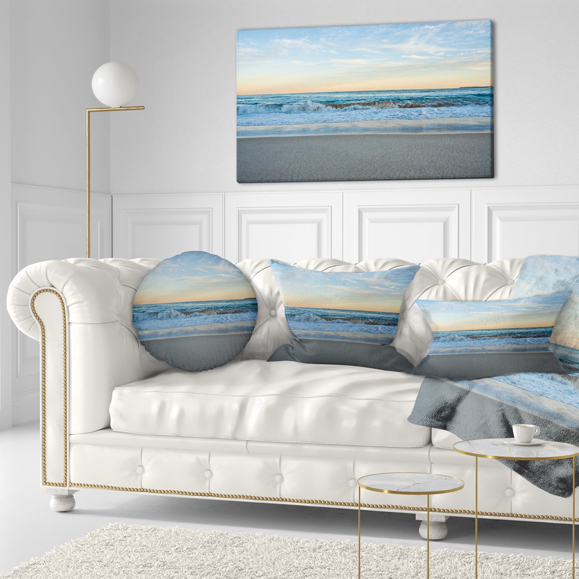 Designart 12" x 20" Blue Polyester Throw Pillow
