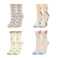 thumbnail image 5 of 4 pares de calcetines para mujer novedad divertidos calcetines de tripulación niñas lindo animal colorido estampado floral tonto Funky Casual calcetines de algodón, 5 of 5