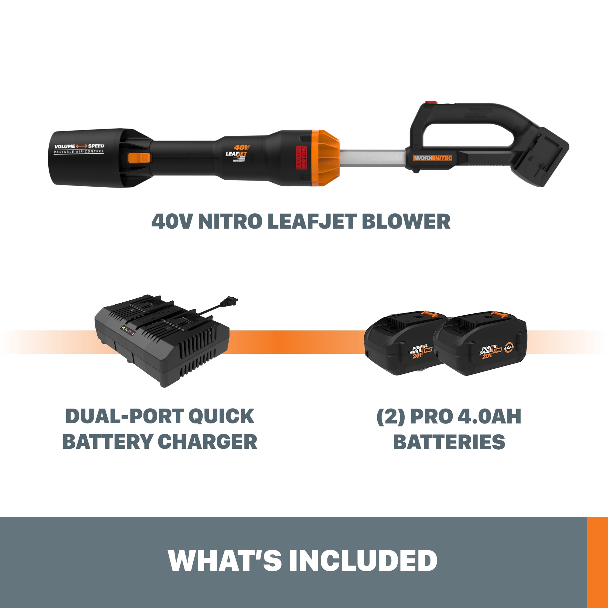 Worx Leafjet 40 volt Lithium Ion 620 CFM Brushless Handheld