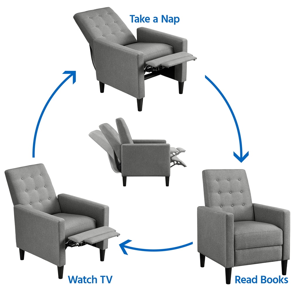 Yaheetech Modern Fabric Recliner Chair with Pocket Spring for Home Theater, Gray
