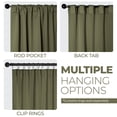thumbnail image 3 of Superior Blackout Solid Light Filtering Back Tab Curtain Panel Set, 42" x 63", Olive Green, 3 of 9