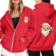 thumbnail image 1 of WILLBEST Sudadera de Mujer Ladies' Christmas Printed Zipper Long Sleeved Pocket Drawstring Casual Hooded Sweatshirt 1714 Grande, 1 of 8